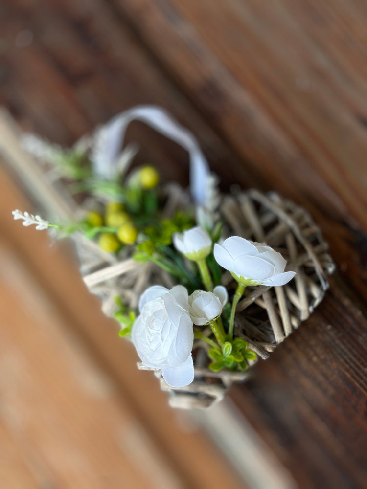 Rustic Charm Mini Wreath Ornament with White Blossoms