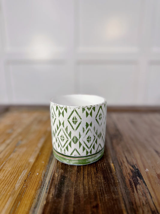 Geometric Hand-Painted Terra Cotta Planter