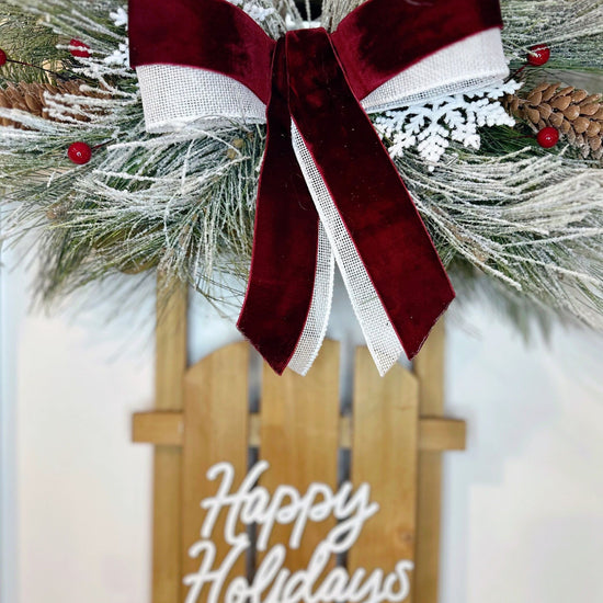 Happy Holidays Wreath with Sled 24".