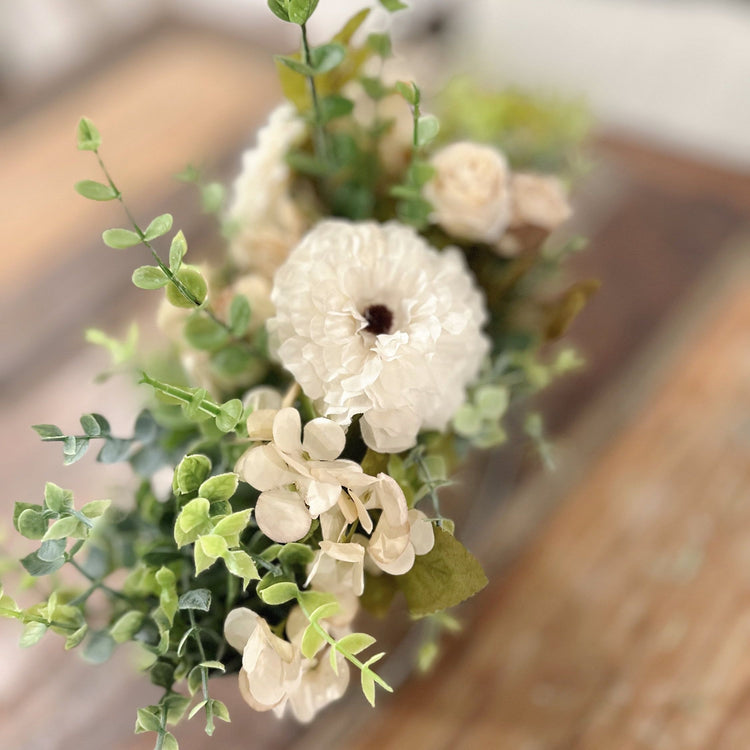 Chic 'Fleurs' Engraved Metal Floral Arrangement.