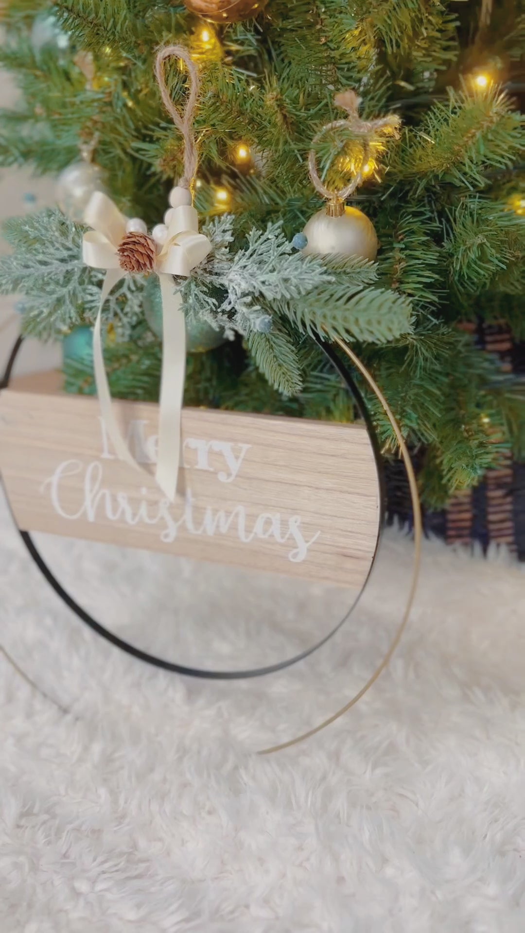 Modern Merry Christmas Hoop Wreath 14".