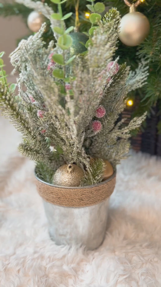 Silver Glitz Holiday Tabletop Arrangement.