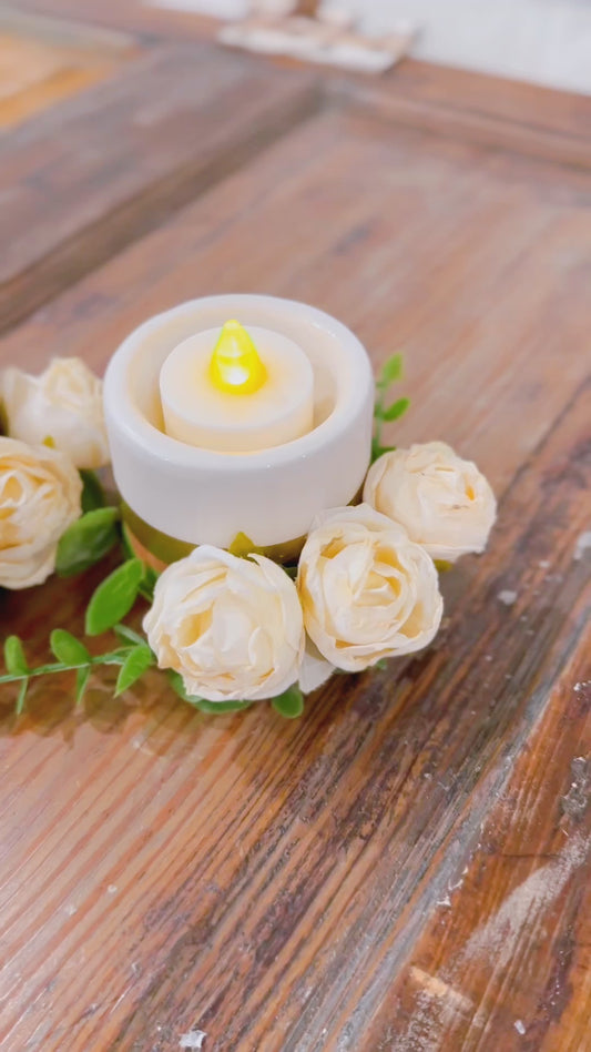 Elegant Ivory Tea Light Candle Holders.