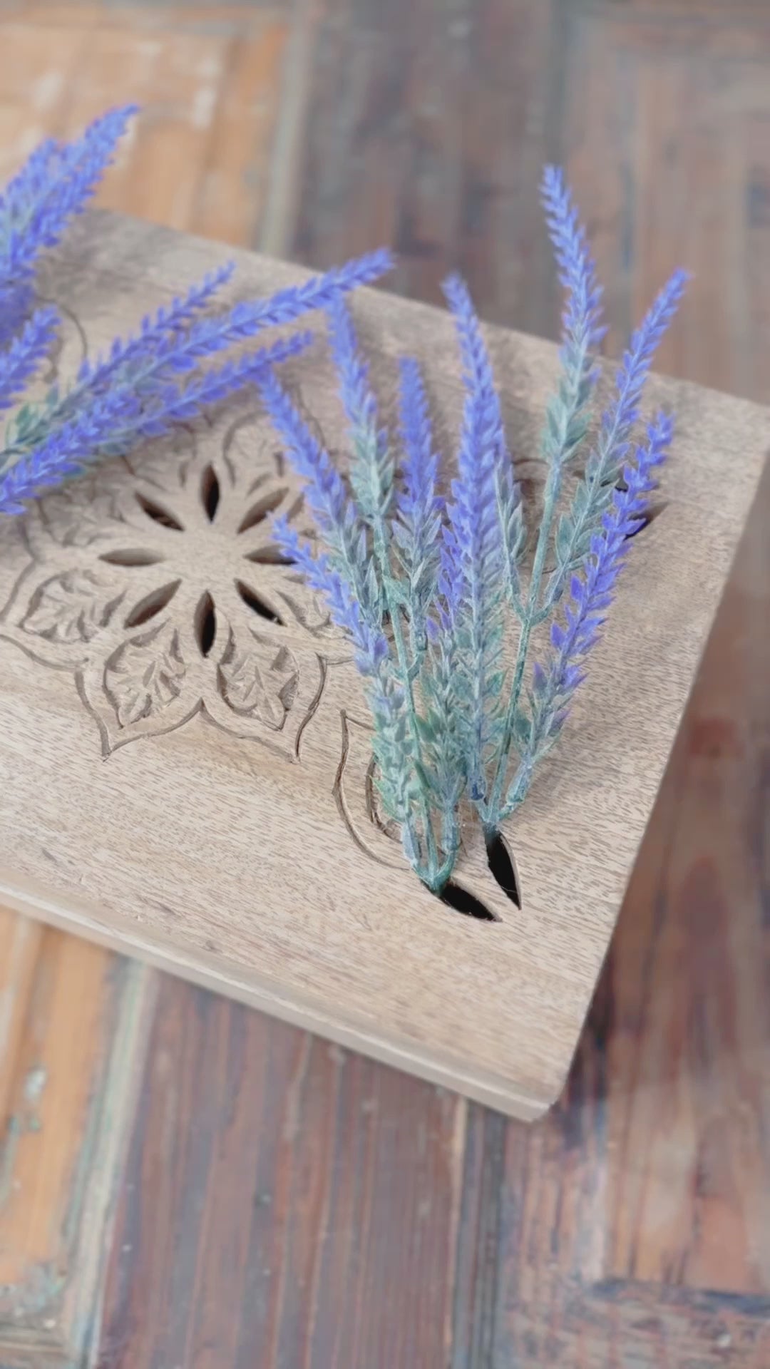 Artisanal Lavender Wooden Keepsake Box.