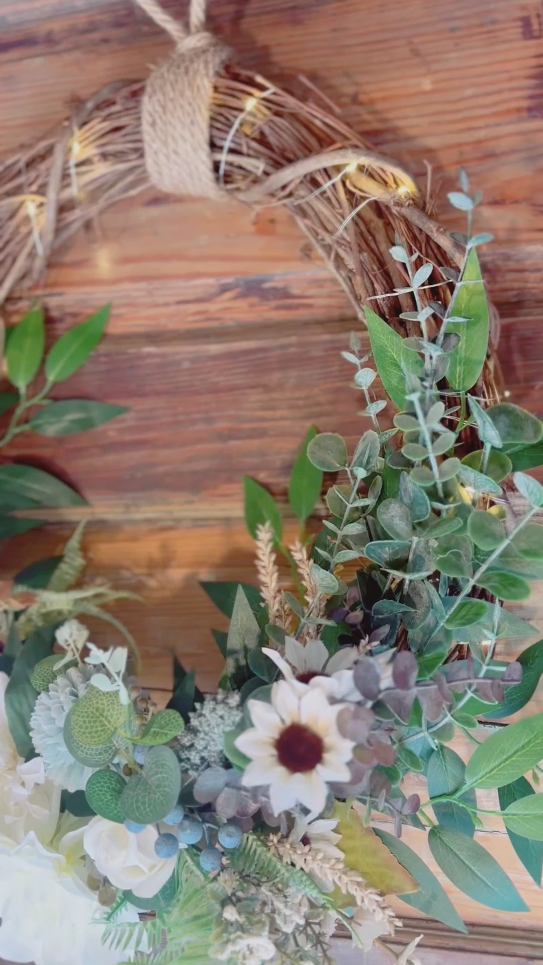 Twinkling Blue Hue Botanical Farmhouse Wreath.