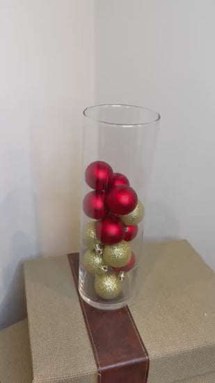 Red & Gold Christmas Ornament Vase | Holiday Table Centerpiece
