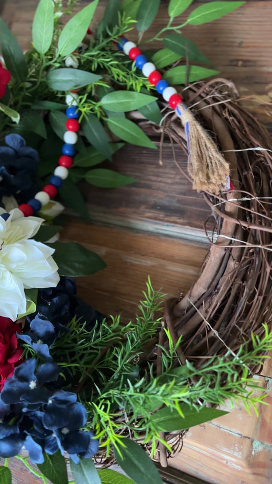 Patriotic USA Wooden Beaded Garland