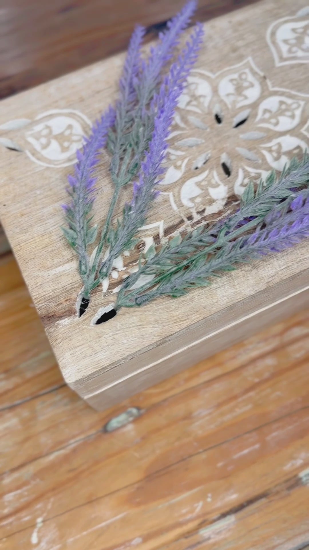 Handcrafted Lavender Accent Wooden Box.