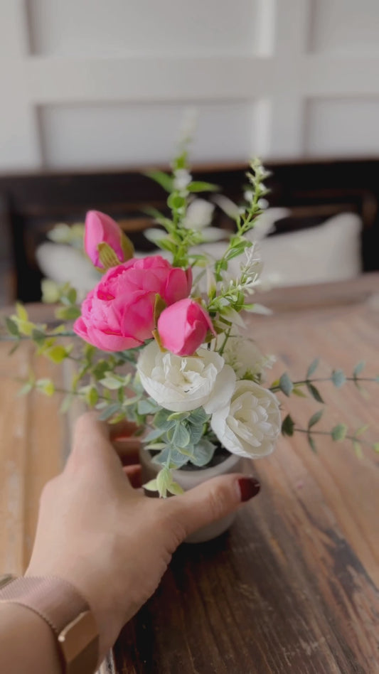 Vibrant Pink Peony Artificial Flower Arrangement