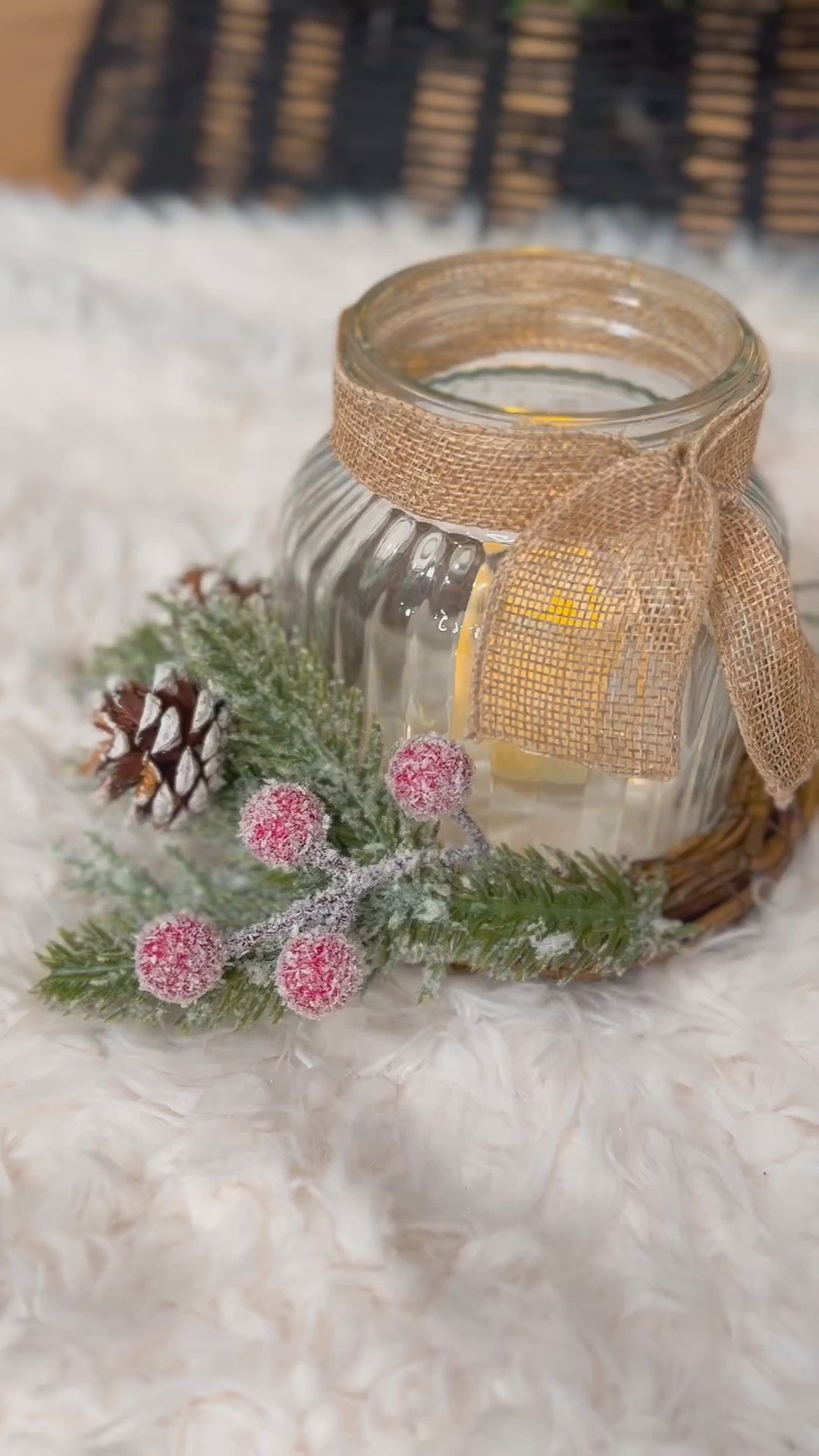 Rustic Burlap Wrapped LED Candle Holders.