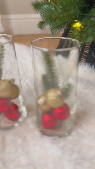 Christmas Decorative Bauble Glass Vase Set.