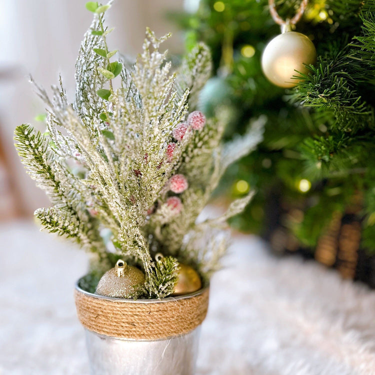 Silver Glitz Holiday Tabletop Arrangement.