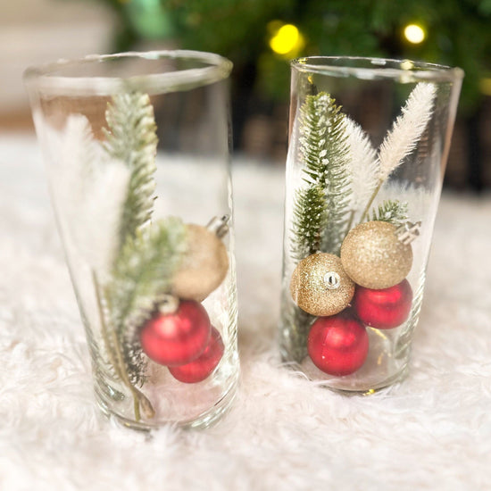 Christmas Decorative Bauble Glass Vase Set.