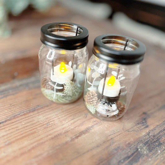 Enchanted Forest LED Candle Mason Jar Lanterns.