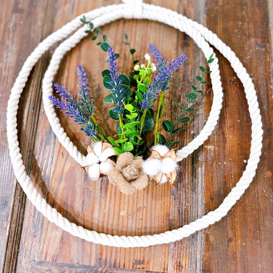 Lavender Boho-Chic Double Loop Rope Wreath 14".