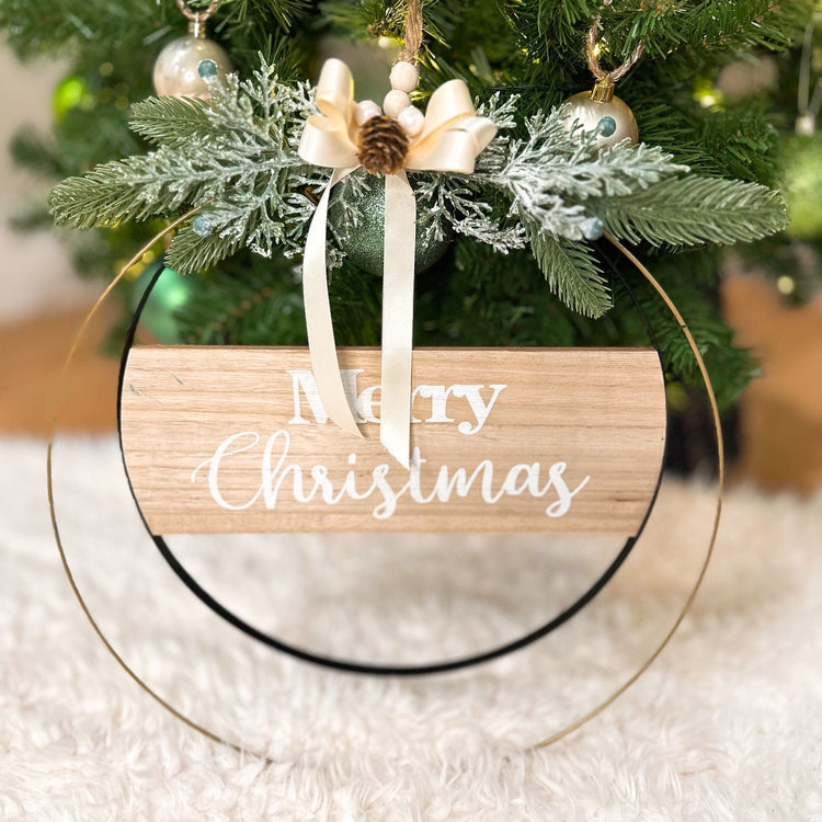 Modern Merry Christmas Hoop Wreath 14".