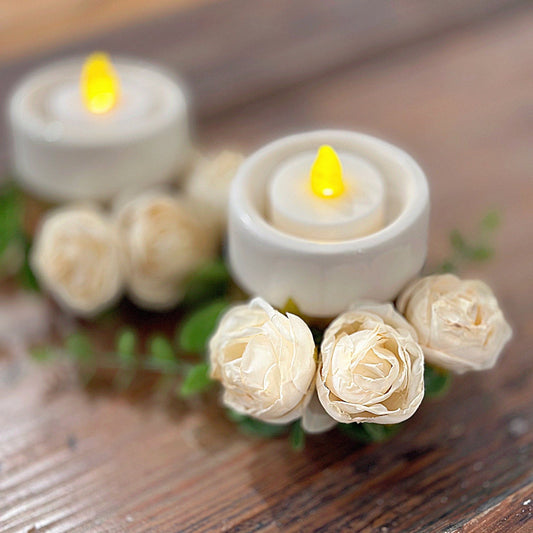 Elegant Ivory Tea Light Candle Holders.