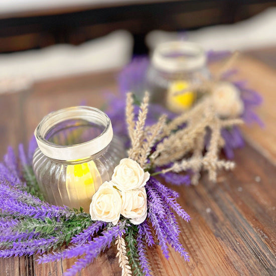 Provence Lavender Glass Candle Holders.